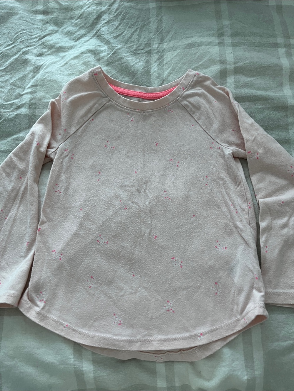 Cat & Jack Light Pink Long Sleeve Tee with Tiny Floral Dots